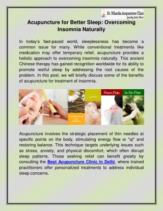 Best Acupuncture Clinic in Delhi