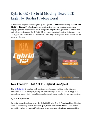 Cybrid G2 - Hybrid Moving Head LED Light By Rasha Professional