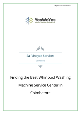 Whirlpool Washing Machine Service Center