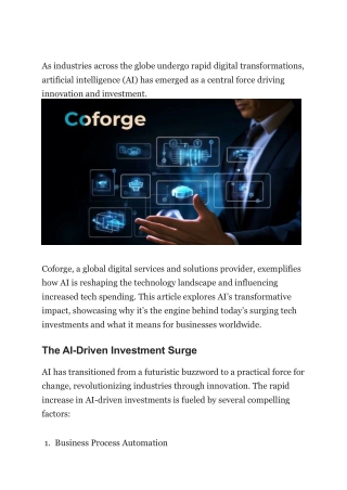 AI Driving Increased Tech Spend Coforge’s Perspective
