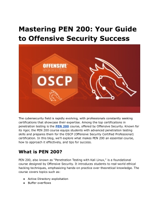 Mastering PEN 200_ Your Guide to Offensive Security Success