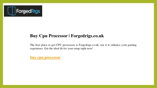 Buy Cpu Processor  Forgedrigs.co.uk