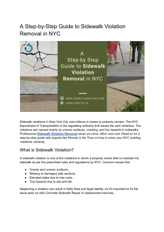 A Step-by-Step Guide to Sidewalk Violation Removal in NYC