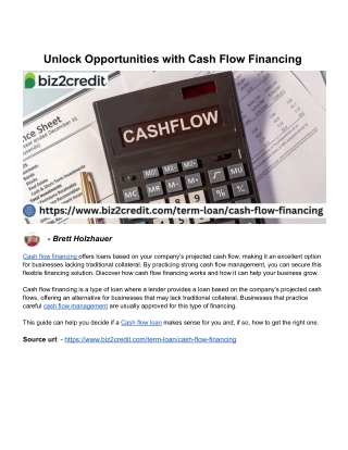 Unlock Opportunities with Cash Flow Financing