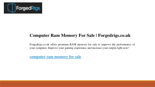 Computer Ram Memory For Sale  Forgedrigs.co.uk