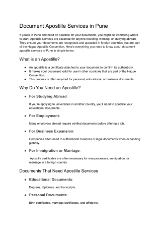 Affordable Document Apostille Agency in Pune