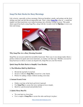 Snap Pin Hair Hacks for Busy Mornings