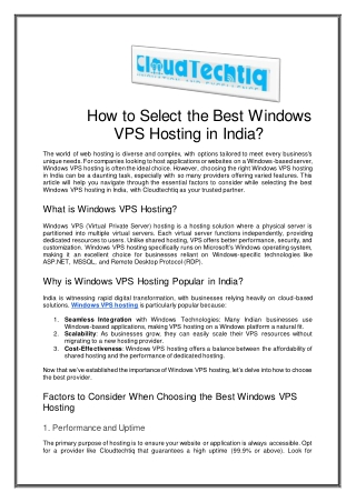 How to Select the Best Windows VPS Hosting in India