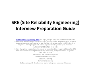 SRE (Site Reliability Engineering) Interview Preparation..PPT