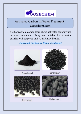 Activated Carbon In Water Treatment | Oozechem.com