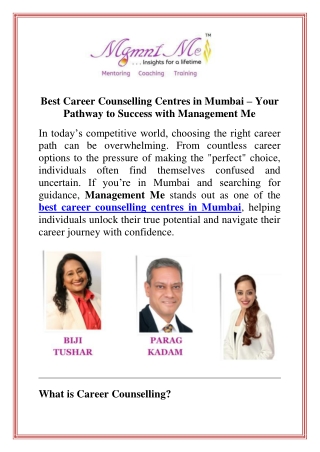 Best Career Counselling Centres in Mumbai  Your Pathway to Success with Management Me