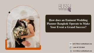 How does an Eminent Wedding Planner Bangkok Operate to Make Your Event a Grand Success