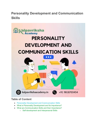 Master Personality Development and Communication Skills for Success