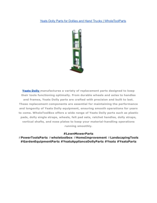 Yeats Dolly Parts for Dollies and Hand Trucks _ WholeToolParts