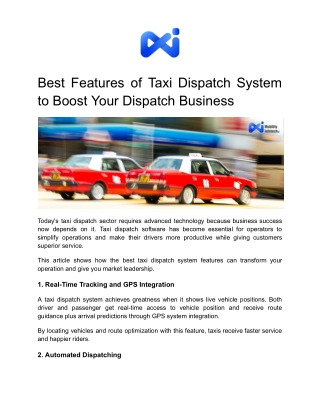 Best Features of Taxi Dispatch System to Boost Your Dispatch Business