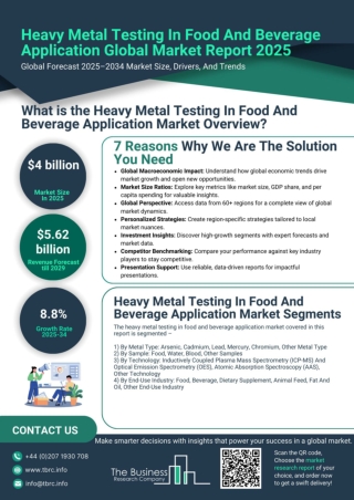 Heavy Metal Testing In Food And Beverage Application Market Report 2025, Trends