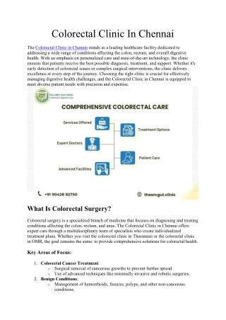 Colorectal Clinic In Chennai