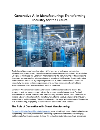 Generative AI in Manufacturing_ Transforming Industry for the Future