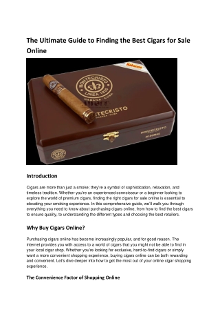 The Ultimate Guide to Finding the Best Cigars for Sale Online