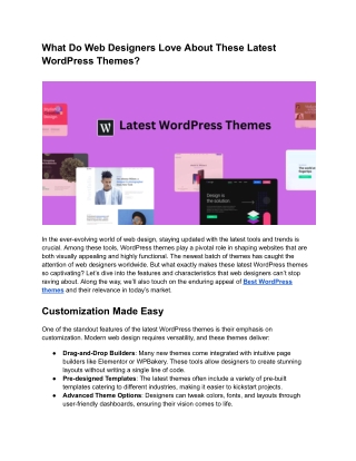 What Do Web Designers Love About These Latest WordPress Themes