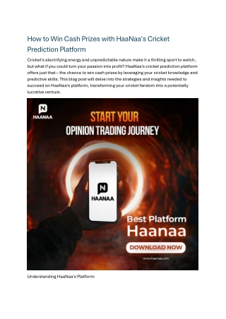 How to Win Cash Prizes with HaaNaa's Cricket Prediction Platform