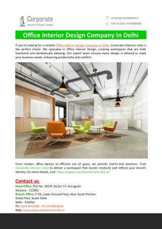 Office Interior Design Company In Delhi