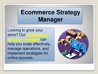 Ecommerce Strategy Manager