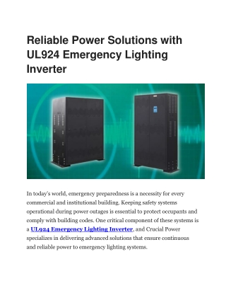 Crucial Power - UL924 Emergency Lighting Inverters for Reliable Backup Solutions