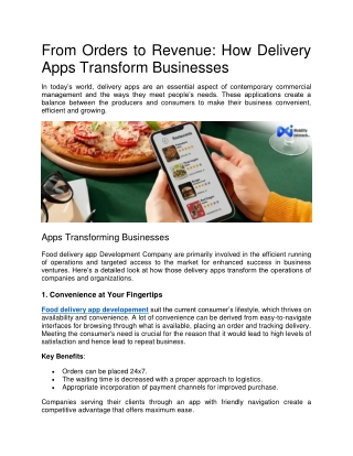From Orders to Revenue: How Delivery Apps Transform Businesses