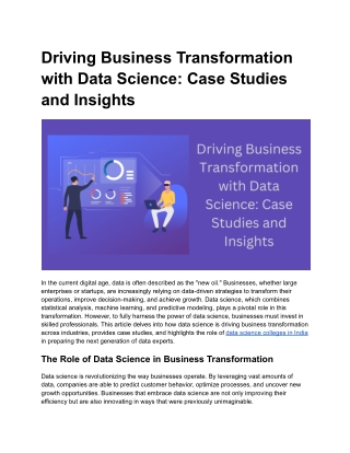 Driving Business Transformation with Data Science_ Case Studies and Insights