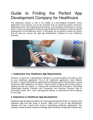 Guide to Finding the Perfect App Development Company for Healthcare