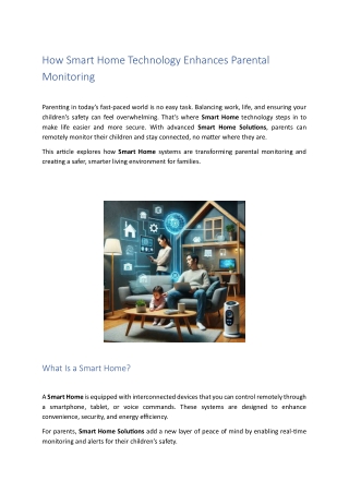 How Smart Home Technology Enhances Parental Monitoring