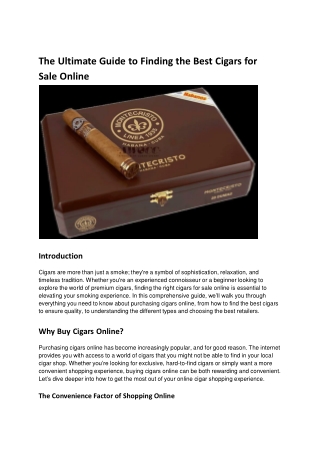 The Ultimate Guide to Finding the Best Cigars for Sale Online