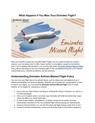 What Happens If You Miss Your Emirates Flight