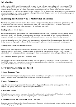 Enhancing Site Speed: Why It Matters for Businesses
