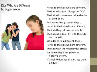 Kids Who Are Different by Digby Wolfe