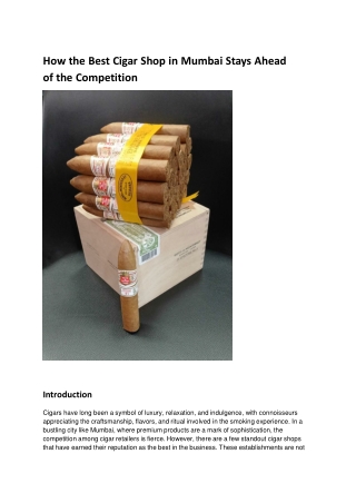 How the Best Cigar Shop in Mumbai Stays Ahead of the Competition
