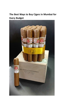 The Best Ways to Buy Cigars in Mumbai for Every Budget