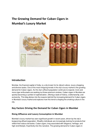 The Growing Demand for Cuban Cigars in Mumbai’s Luxury Market