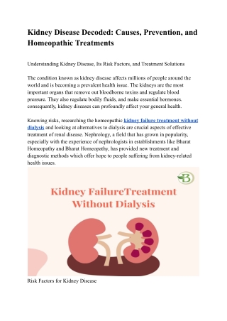 Kidney Disease Decoded: Causes, Prevention, and Homeopathic Treatments