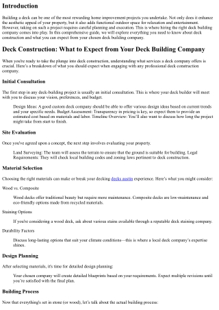 Deck Construction: What to Expect from Your Deck Building Company