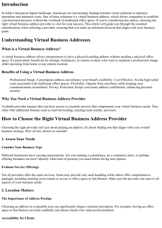 How to Choose the Right Virtual Business Address Provider