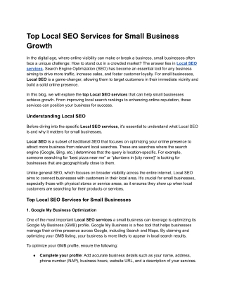 Top Local SEO Services for Small Business Growth