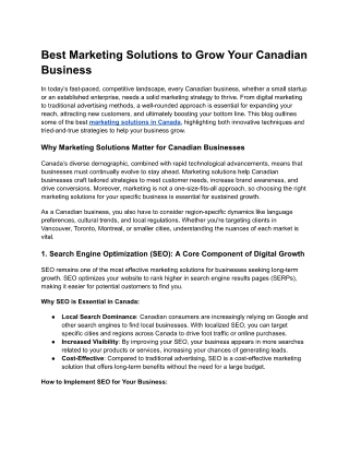 Best Marketing Solutions to Grow Your Canadian Business