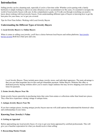 Tips for First-Time Sellers: Working with Local Jewelry Buyers