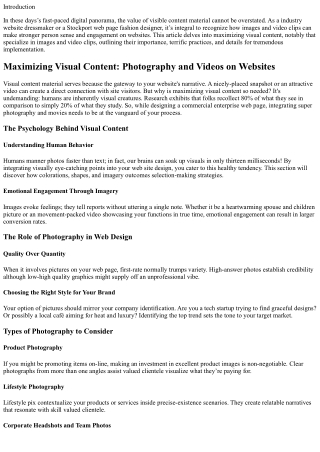 Maximizing Visual Content: Photography and Videos on Websites