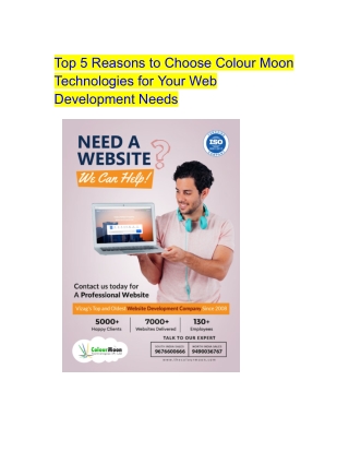 Top 5 Reasons to Choose Colour Moon Technologies for Your Web Development Needs