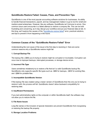 QuickBooks Restore Failed_ Causes, Fixes, and Prevention Tips