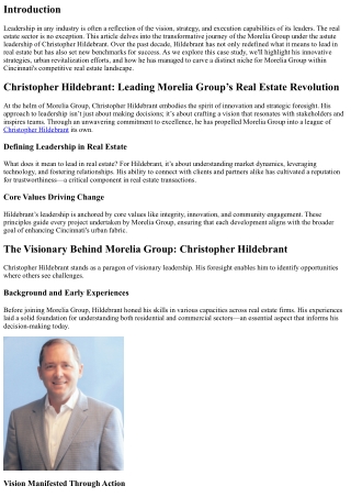 Morelia Group Under Christopher Hildebrant: A Case Study in Leadership