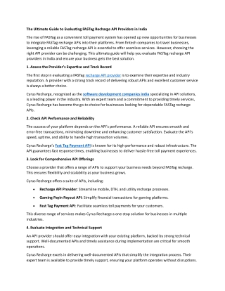 The Ultimate Guide to Evaluating FASTag Recharge API Providers in Indi1 (2)
